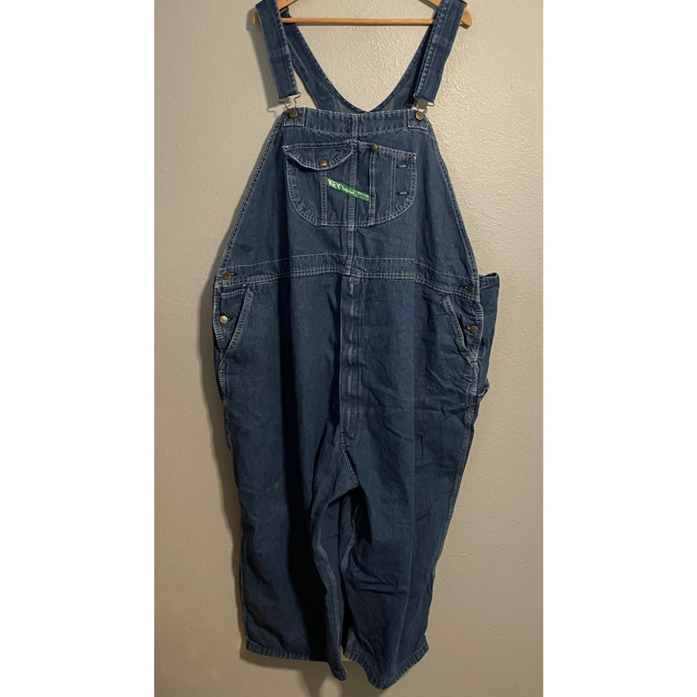 Key Imperial Overalls Mens 64x30 Blue Denim Bib Workwear Carpenter Utility